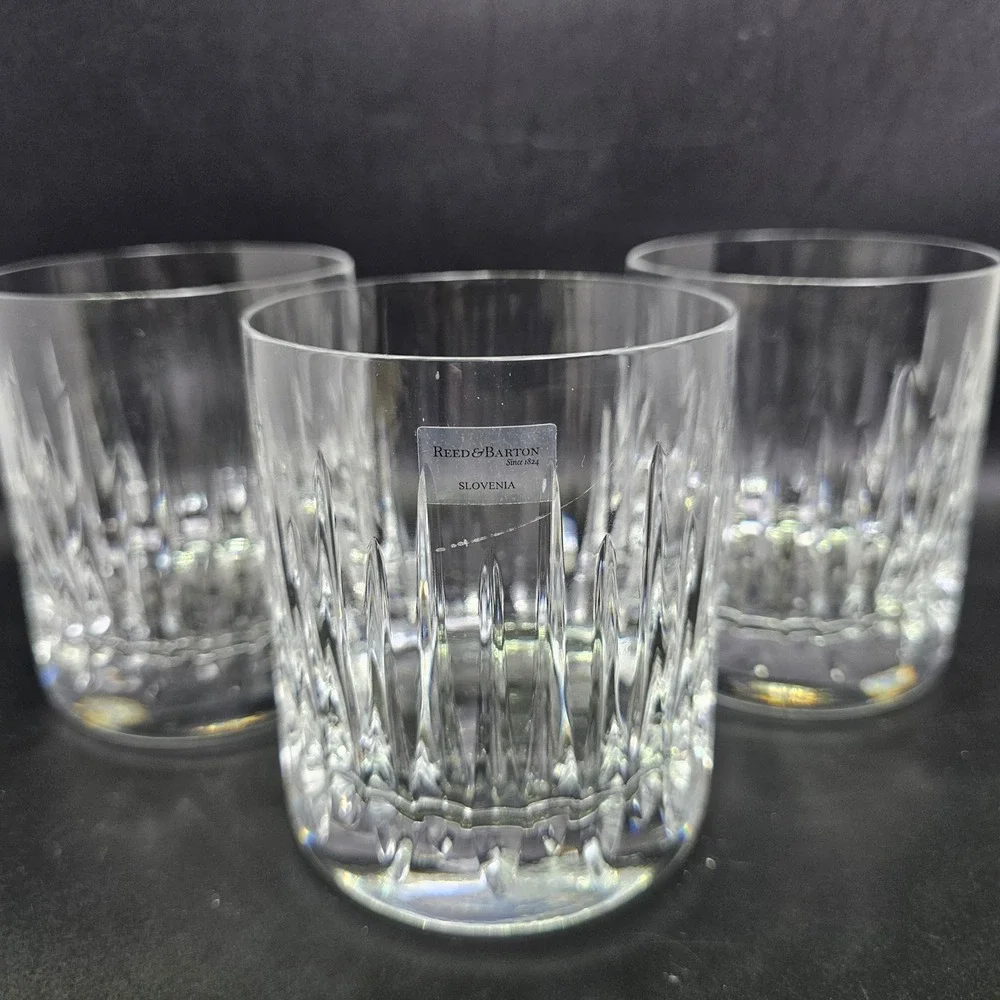 Reed & Barton Soho Crystal Double Old Fashioned Glasses Set of 3 Slovenia 4in